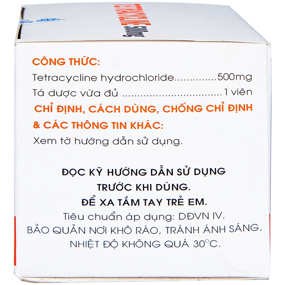 Thuốc Tetracycline 500mg Mekophar điều trị nhiễm khuẩn đường hô hấp, đường sinh dục (10 vỉ x 10 viên)