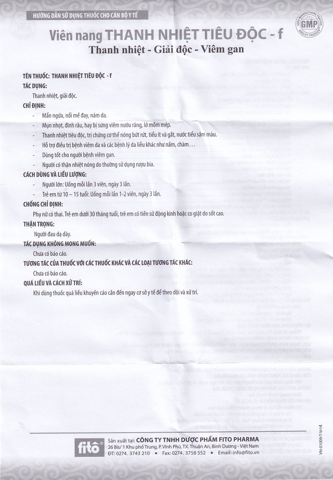 Thuốc Thanh Nhiệt Tiêu Độc-F điều trị mẩn ngứa, mày đay (40 viên)