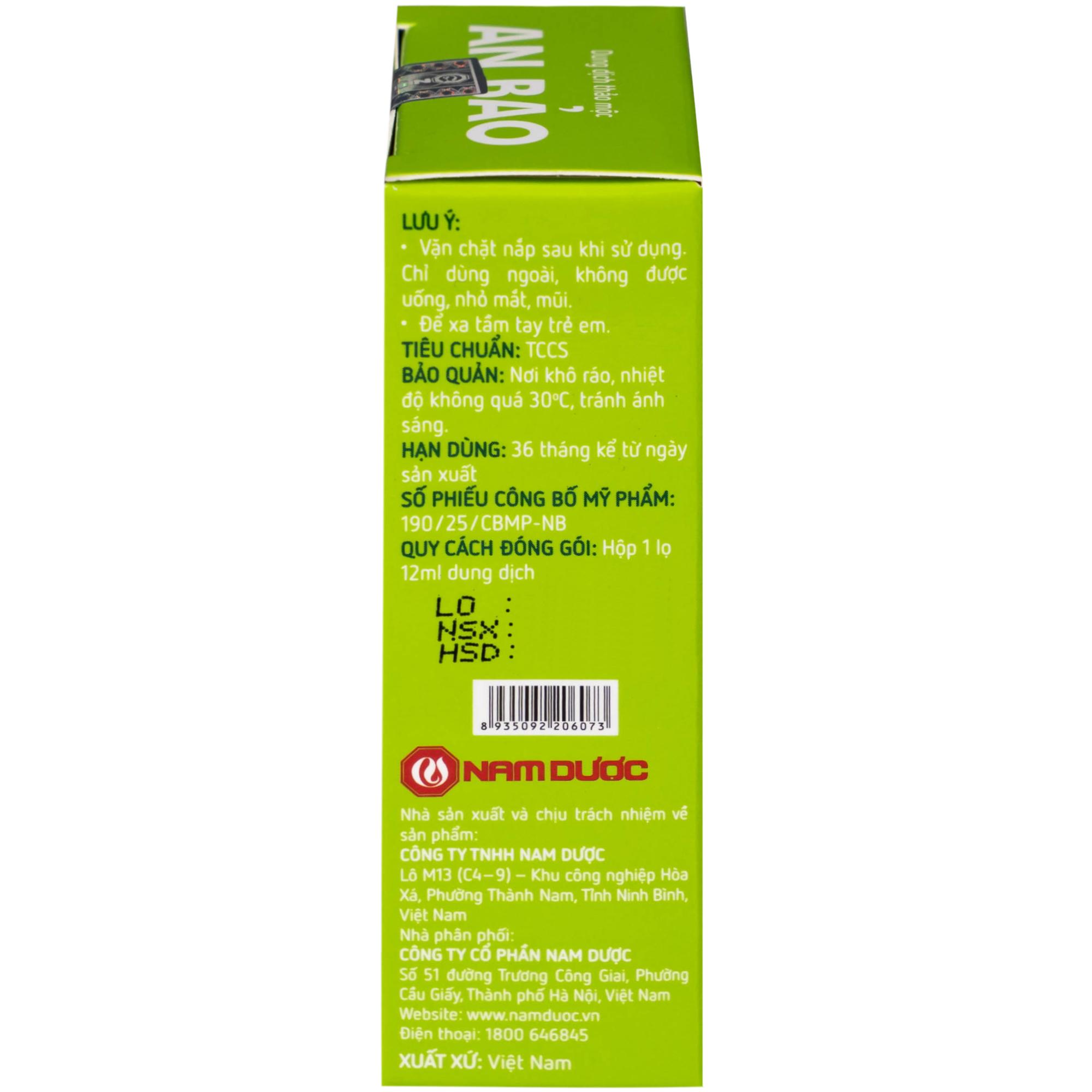 Gel bôi da An Bảo Nam Dược giảm ngứa, dịu nhẹ cho bé (12ml)