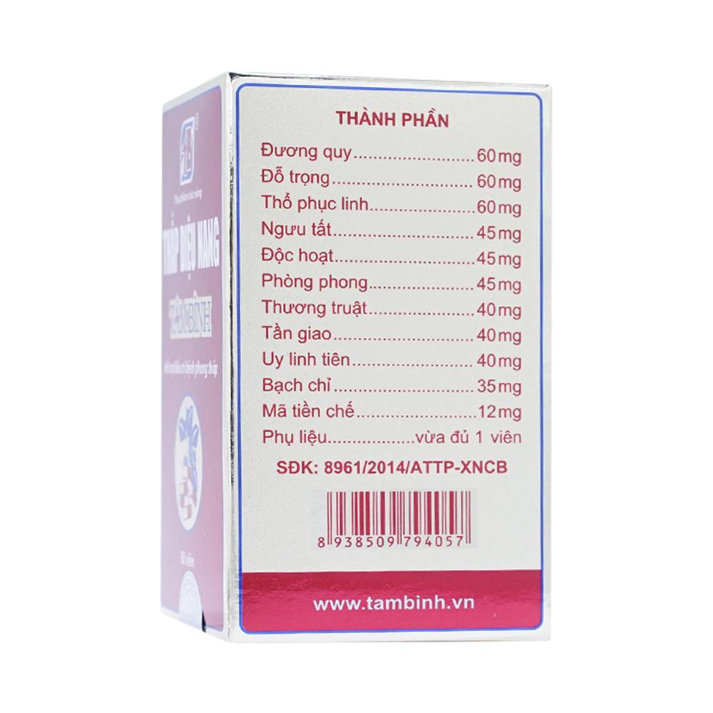 Viên uống trợ điều trị bệnh phong thấp Thấp Diệu Nang (60 viên)