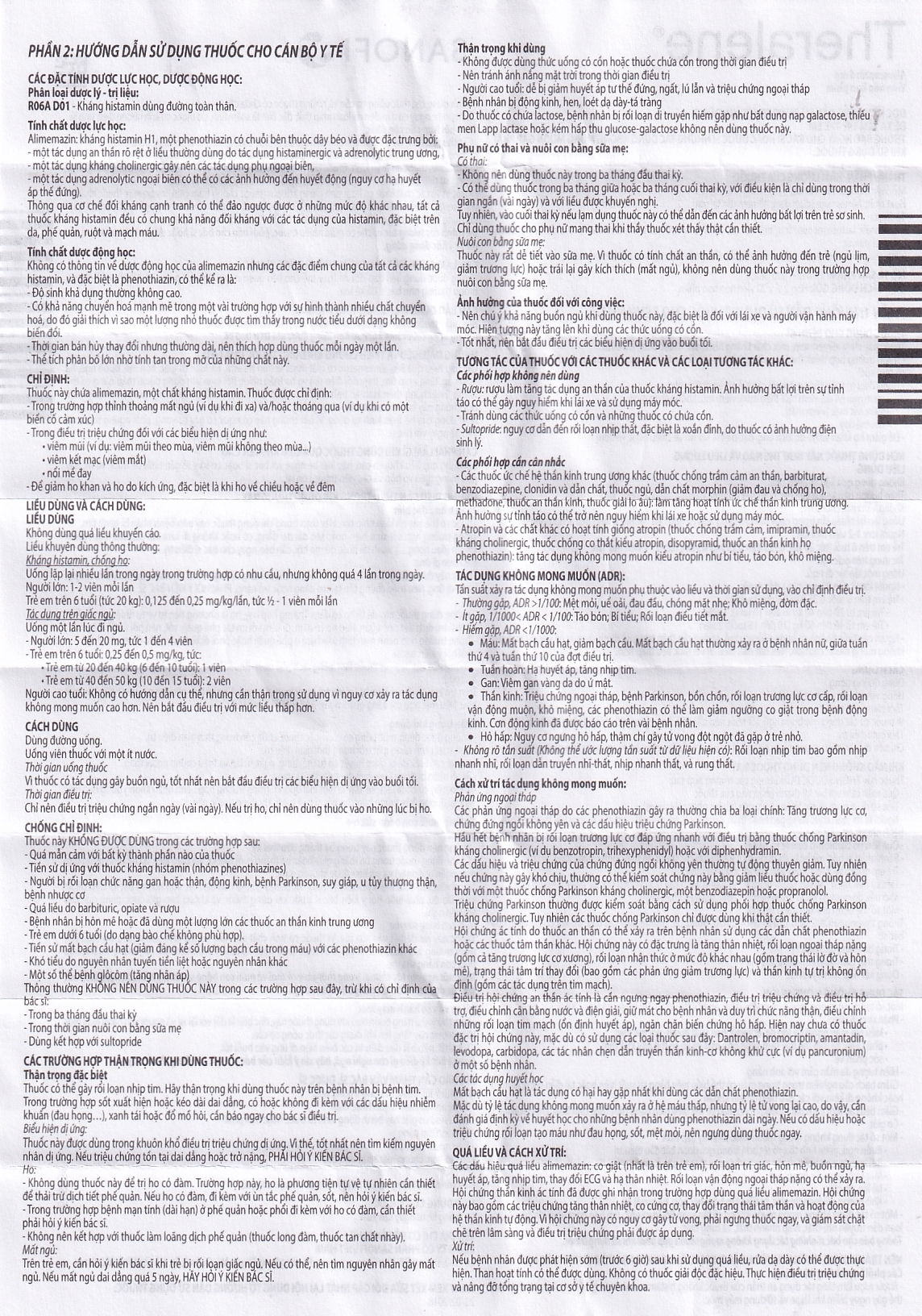 Thuốc Theralene Sanofi hỗ trợ điều trị các triệu chứng viêm mũi dị ứng, mày đay (40 viên)