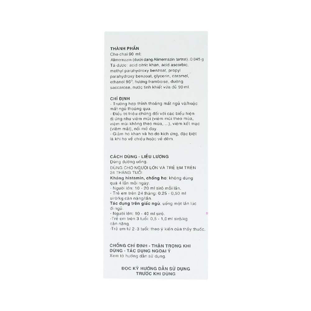 Siro Theralene Sanofi điều trị mất ngủ, viêm mũi (90ml)