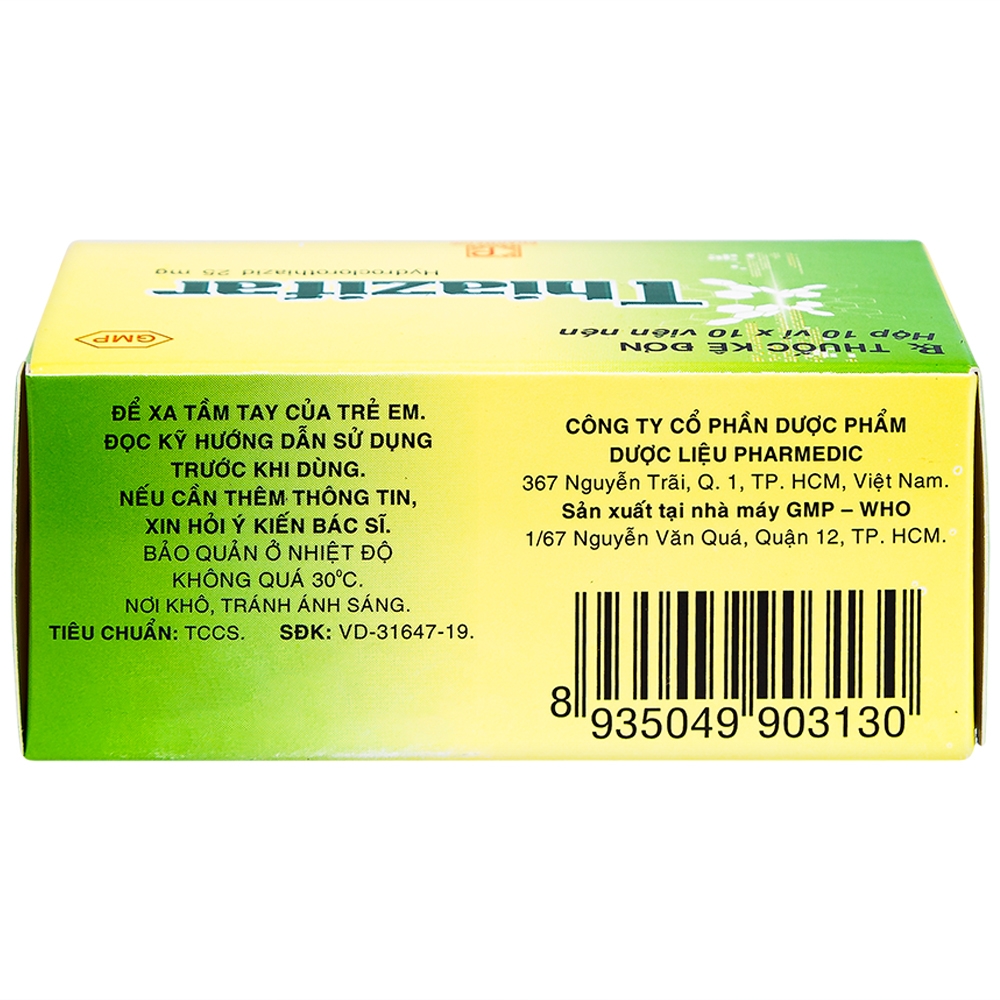 Thuốc Thiazifar Pharmedic điều trị suy tim, tăng huyết áp (10 vỉ x 10 viên) 