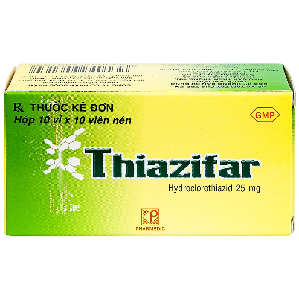 Thuốc Thiazifar Pharmedic điều trị suy tim, tăng huyết áp (10 vỉ x 10 viên) 