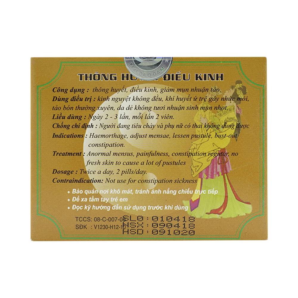 Thuốc Thông Huyết Điều Kinh Hồng Phúc điều trị kinh nguyệt không đều, giảm mụn, nhuận táo (2 vỉ x 10 viên)