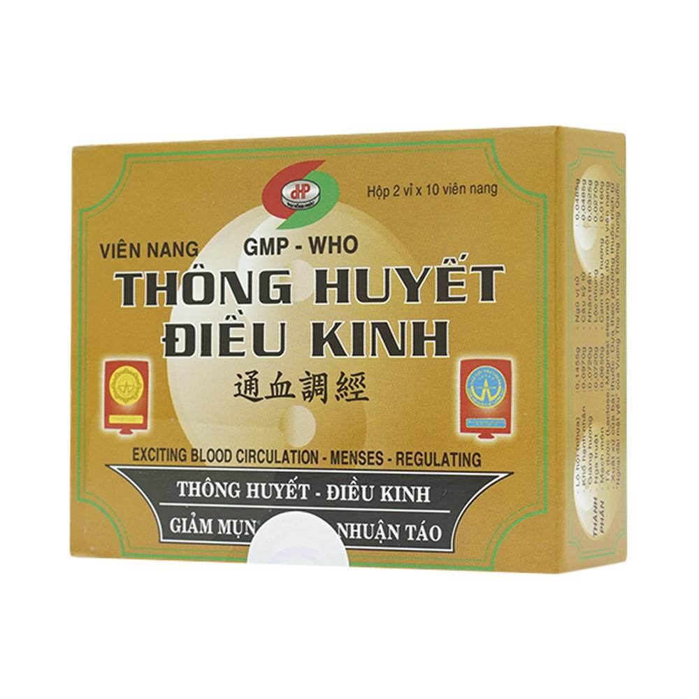Thuốc Thông Huyết Điều Kinh Hồng Phúc điều trị kinh nguyệt không đều, giảm mụn, nhuận táo (2 vỉ x 10 viên)