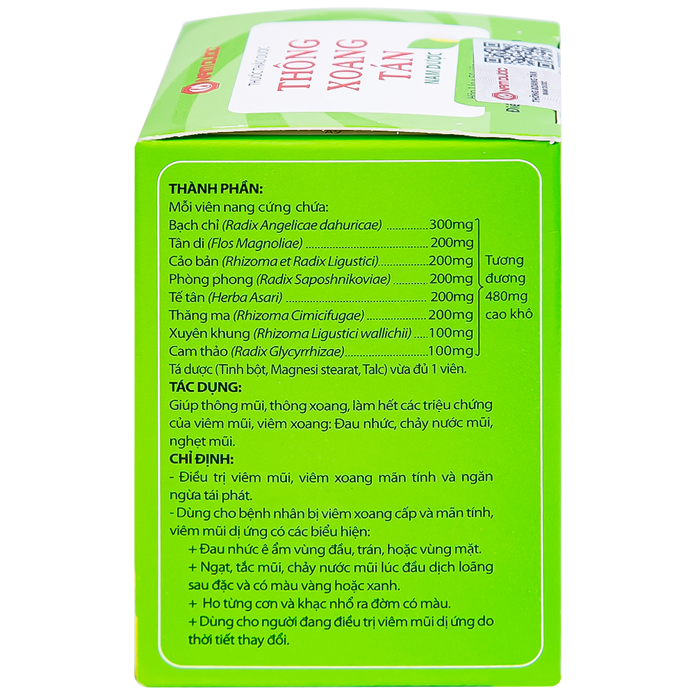 Thuốc Thông Xoang Tán Nam Dược điều trị viêm xoang mãn tính (50 viên)