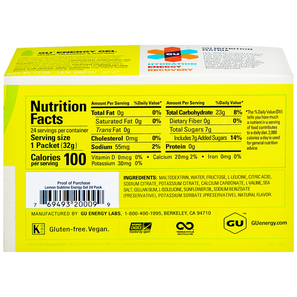 Thực phẩm bổ sung GU Energy Gel Lemon Sublime cung cấp dinh dưỡng và năng lượng (32g)