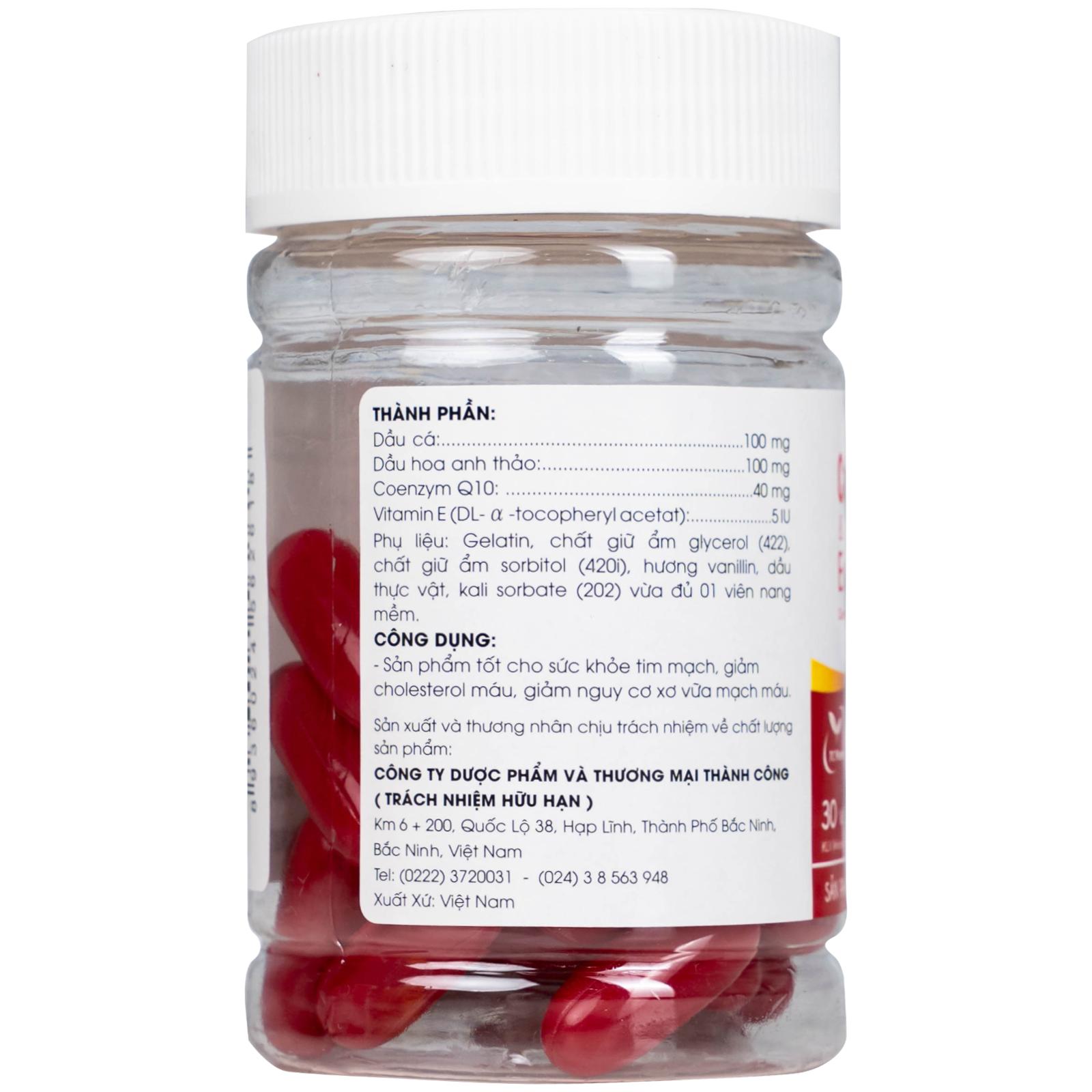 Viên uống hỗ trợ tốt cho tim mạch, giảm cholesterol máu Co Enzyme Q10 & Evening primrose (30 viên)