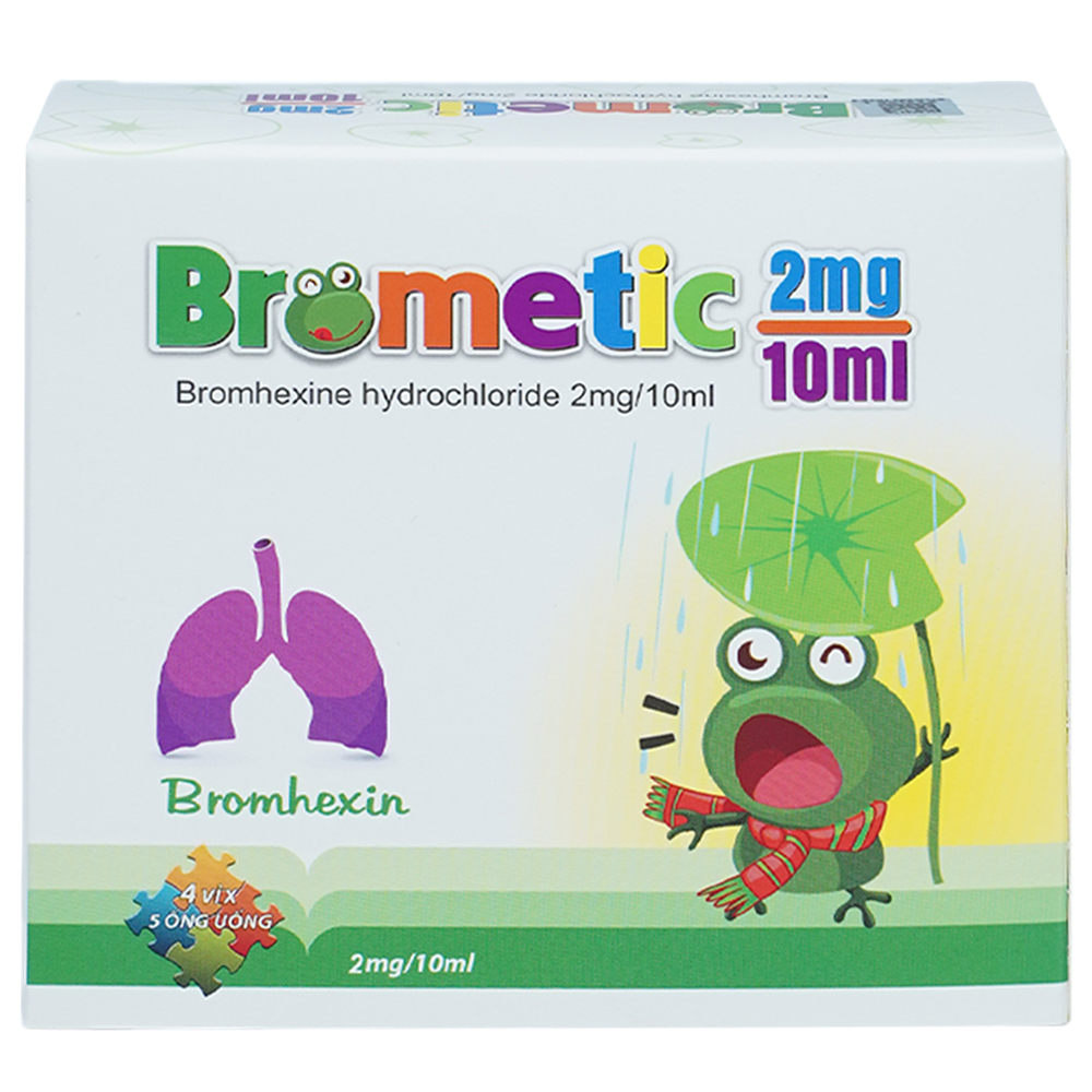 Thuốc Brometic 2mg/10ml làm loãng đờm trong các bệnh phế quản phổi cấp và mạn tính (4 vỉ x 5 ống)