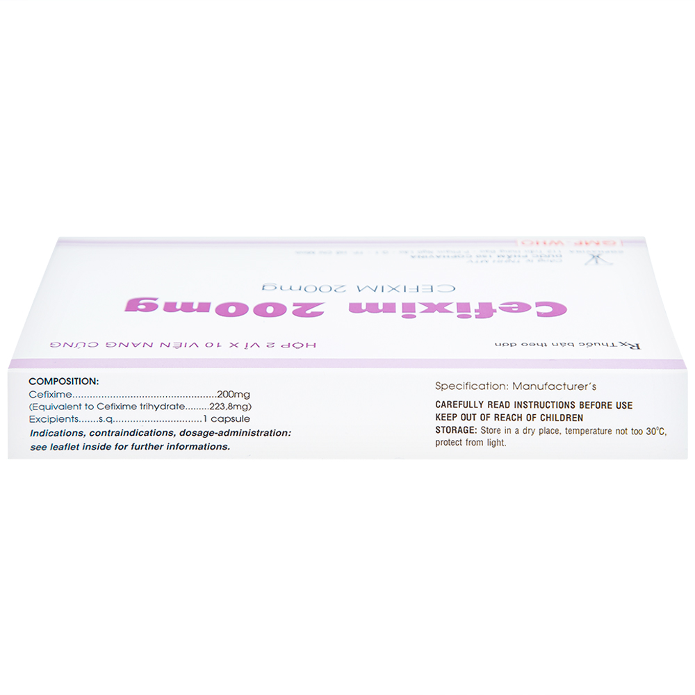 Thuốc Cefixim 200mg Cophavina điều trị nhiễm khuẩn (2 vỉ x 10 viên)