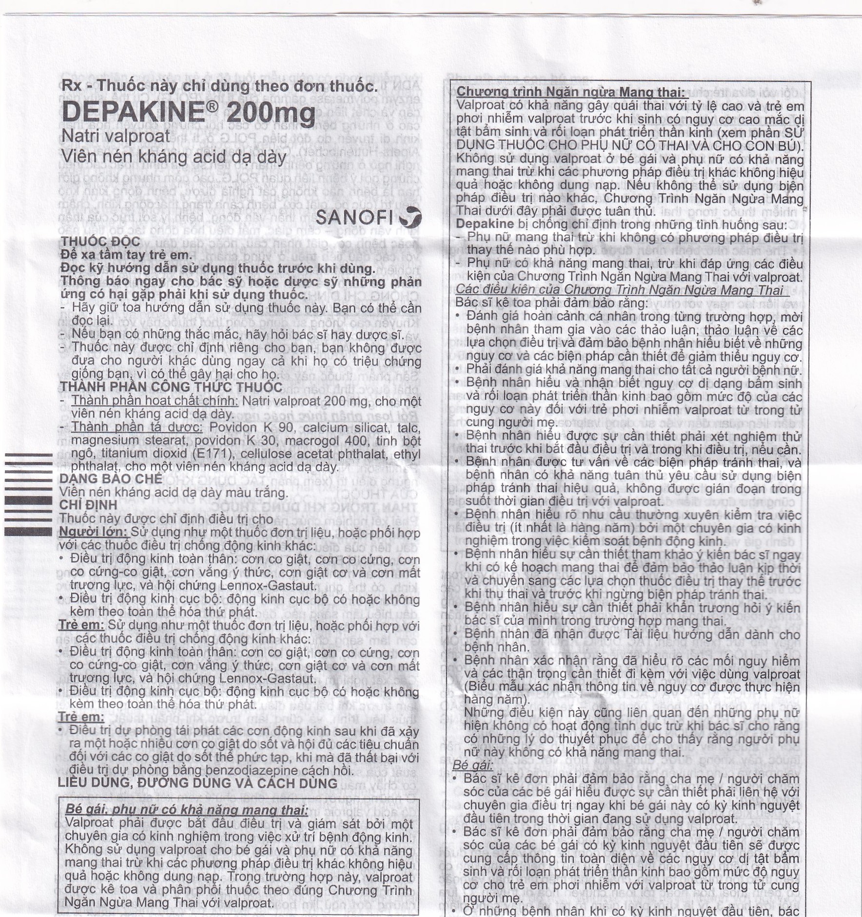 Thuốc Depakine 200mg Sanofi điều trị động kinh (40 viên)