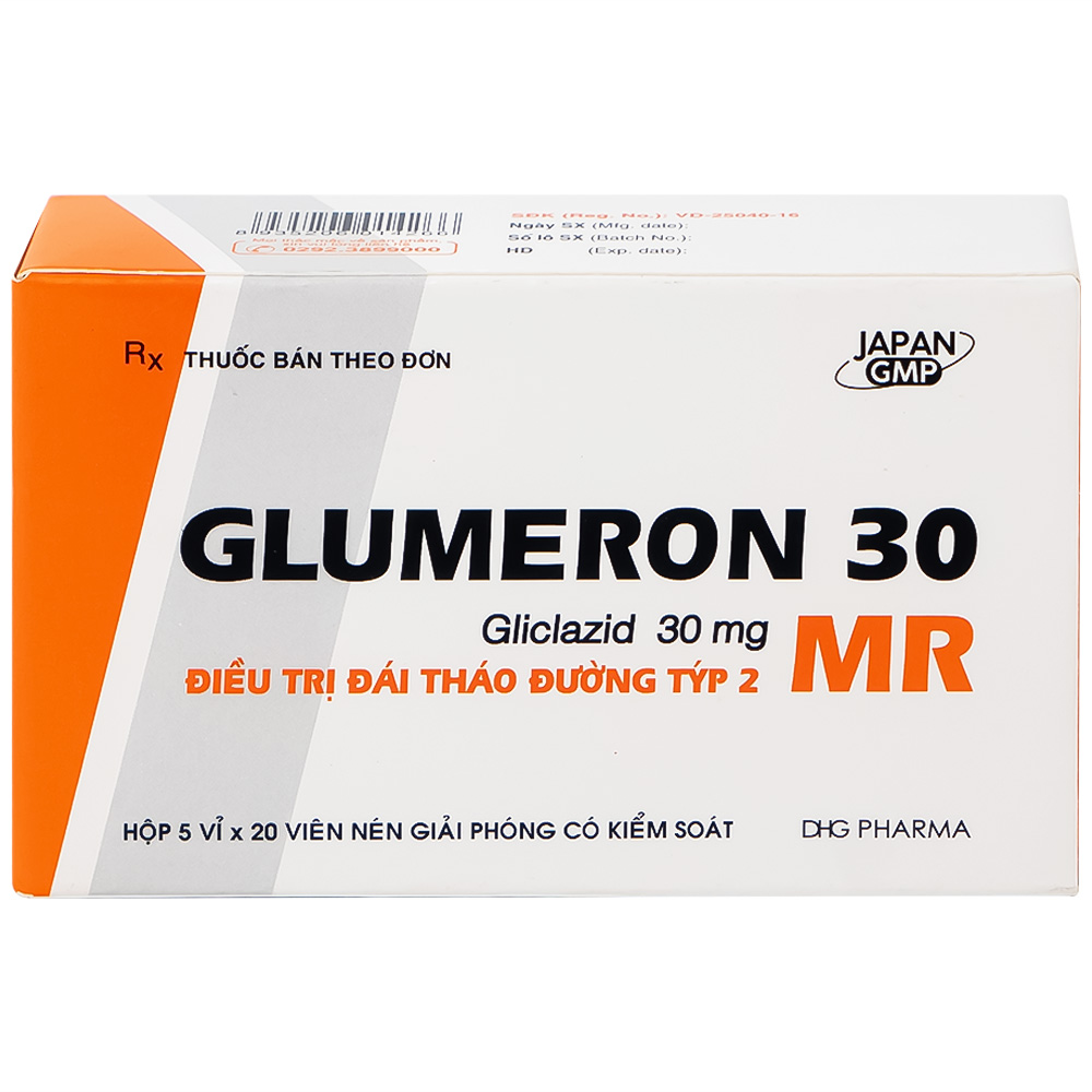 Thuốc Glumeron 30 MR DHG điều trị bệnh đái tháo đường típ 2 (5 vỉ x 20 viên)