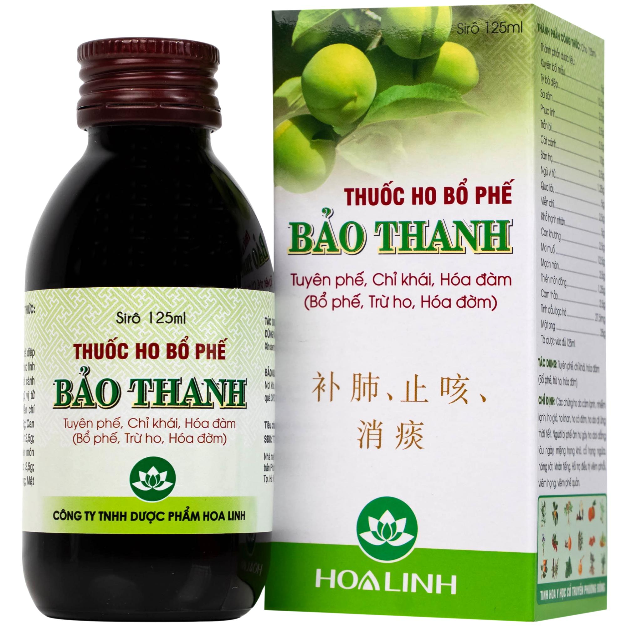 Siro ho Bảo Thanh điều trị các chứng ho, viêm phổi (125ml) 