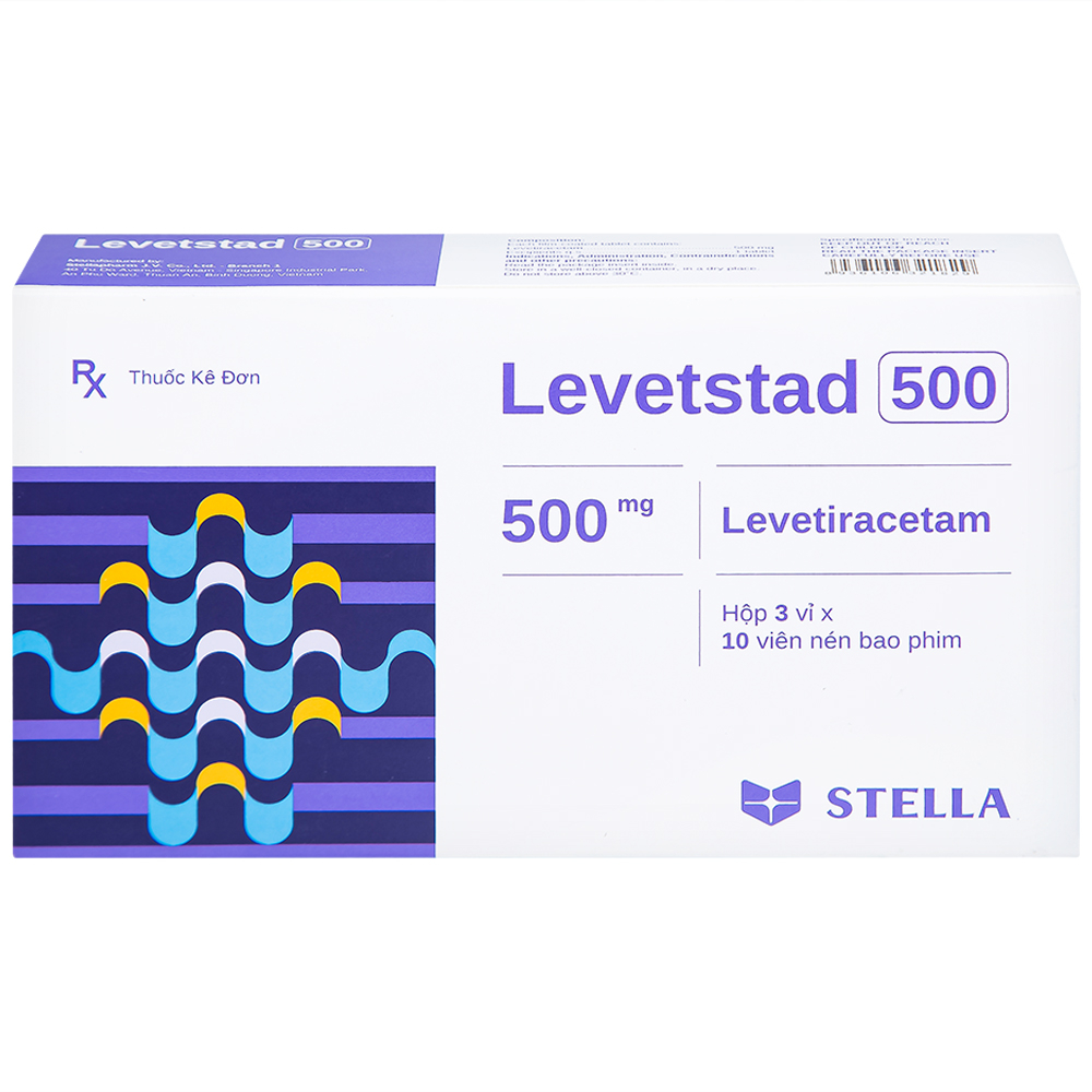 Thuốc Levetstad 500 Stella điều trị động kinh khởi phát cục bộ (3 vỉ x 10 viên)