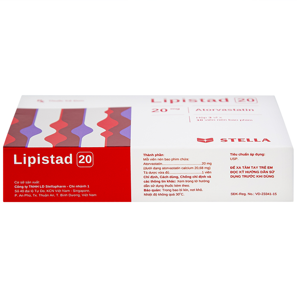 Viên nén Lipistad 20 Stella điều trị tăng cholesterol máu (3 vỉ x 10 viên)