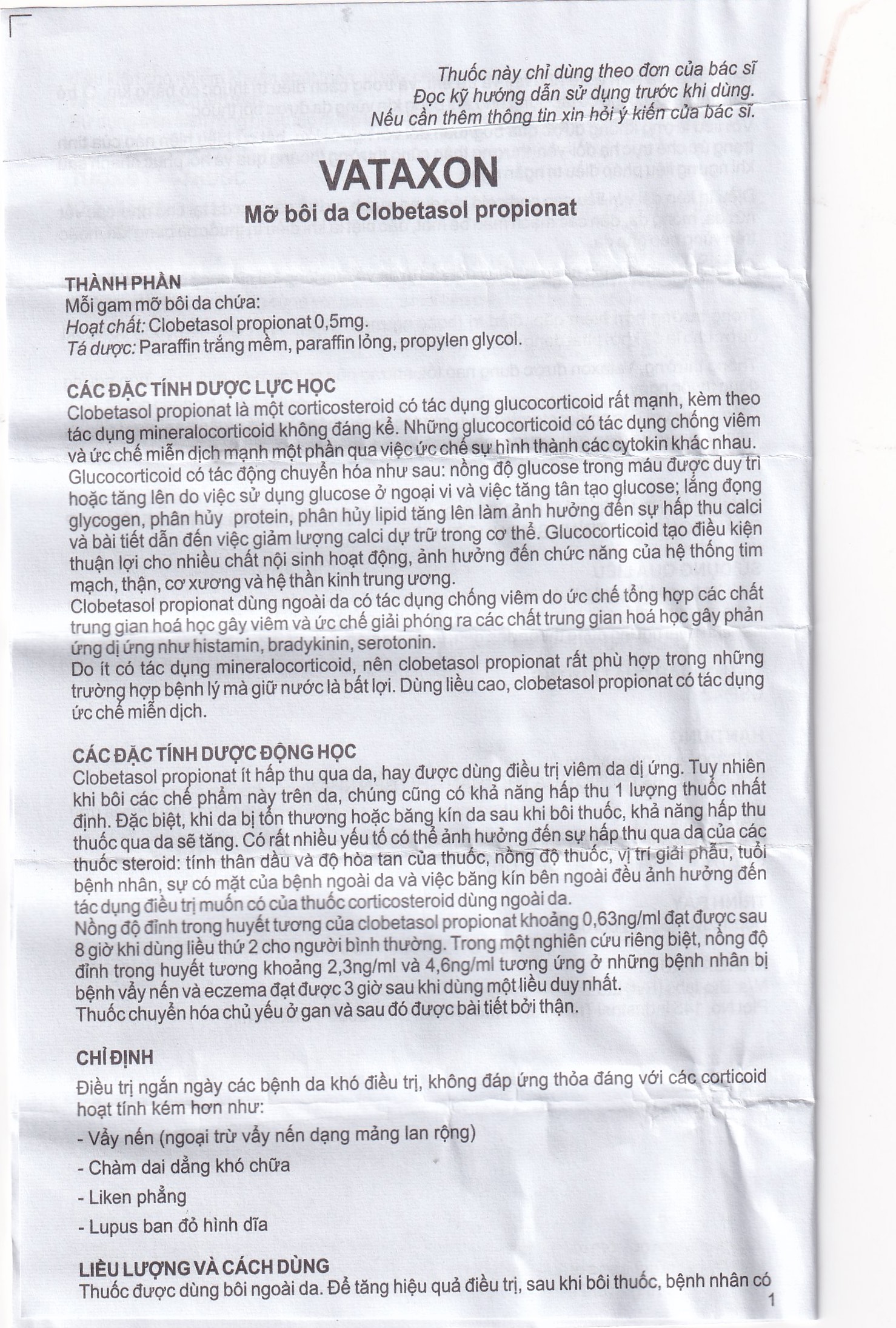 Thuốc mỡ bôi da Vataxon 15g M/s Bio-Labs điều trị ngắn ngày các bệnh da