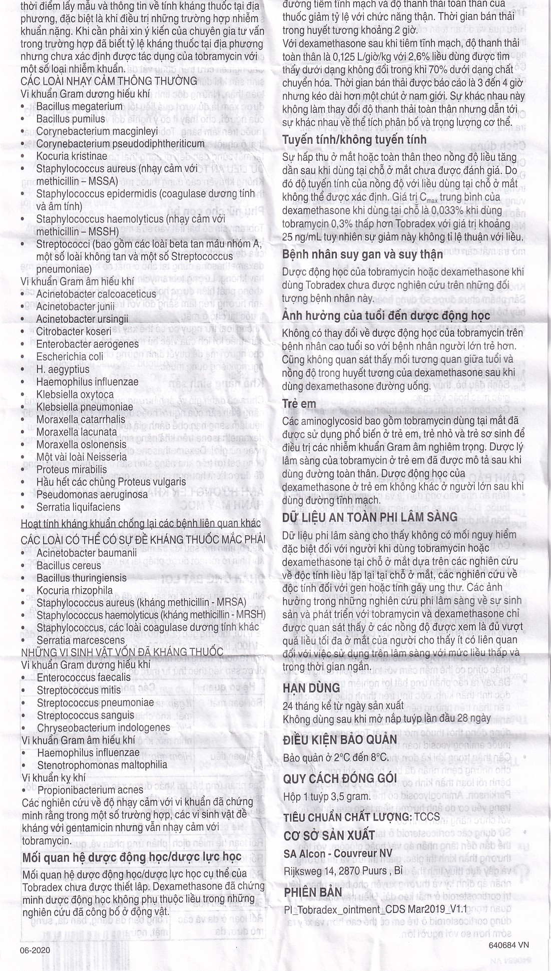 Thuốc mỡ tra mắt TobraDex Alcon điều trị viêm và nhiễm khuẩn (3,5g)