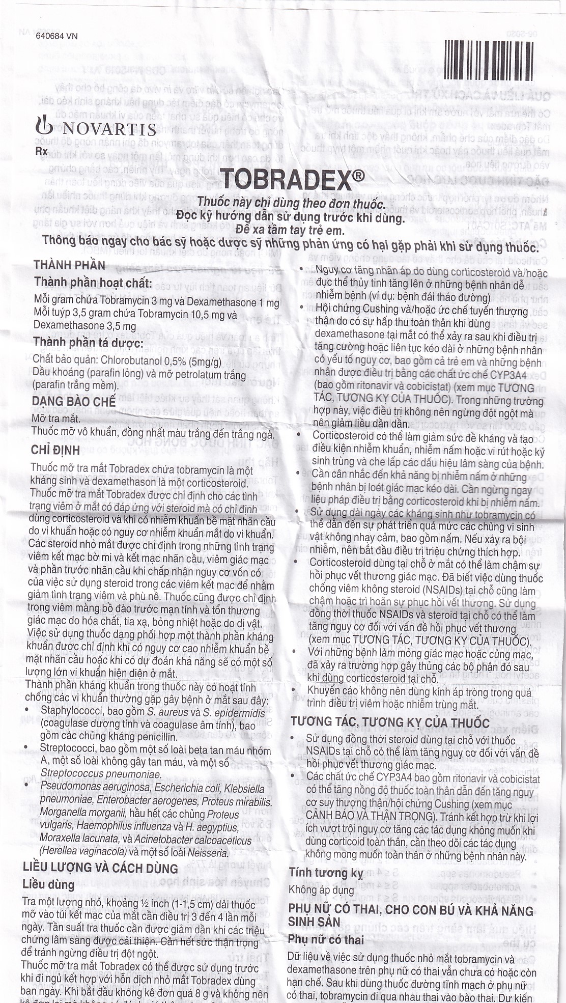 Thuốc mỡ tra mắt TobraDex Alcon điều trị viêm và nhiễm khuẩn (3,5g)