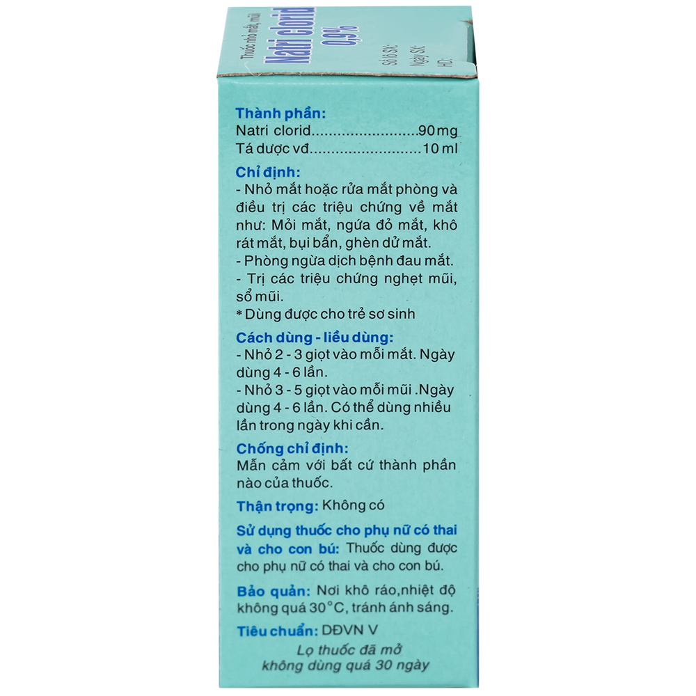 Thuốc nhỏ mắt, mũi Natri Clorid 0,9% HDPharma điều trị triệu chứng mỏi mắt, mắt đỏ, sổ mũi, nghẹt mũi (10ml)