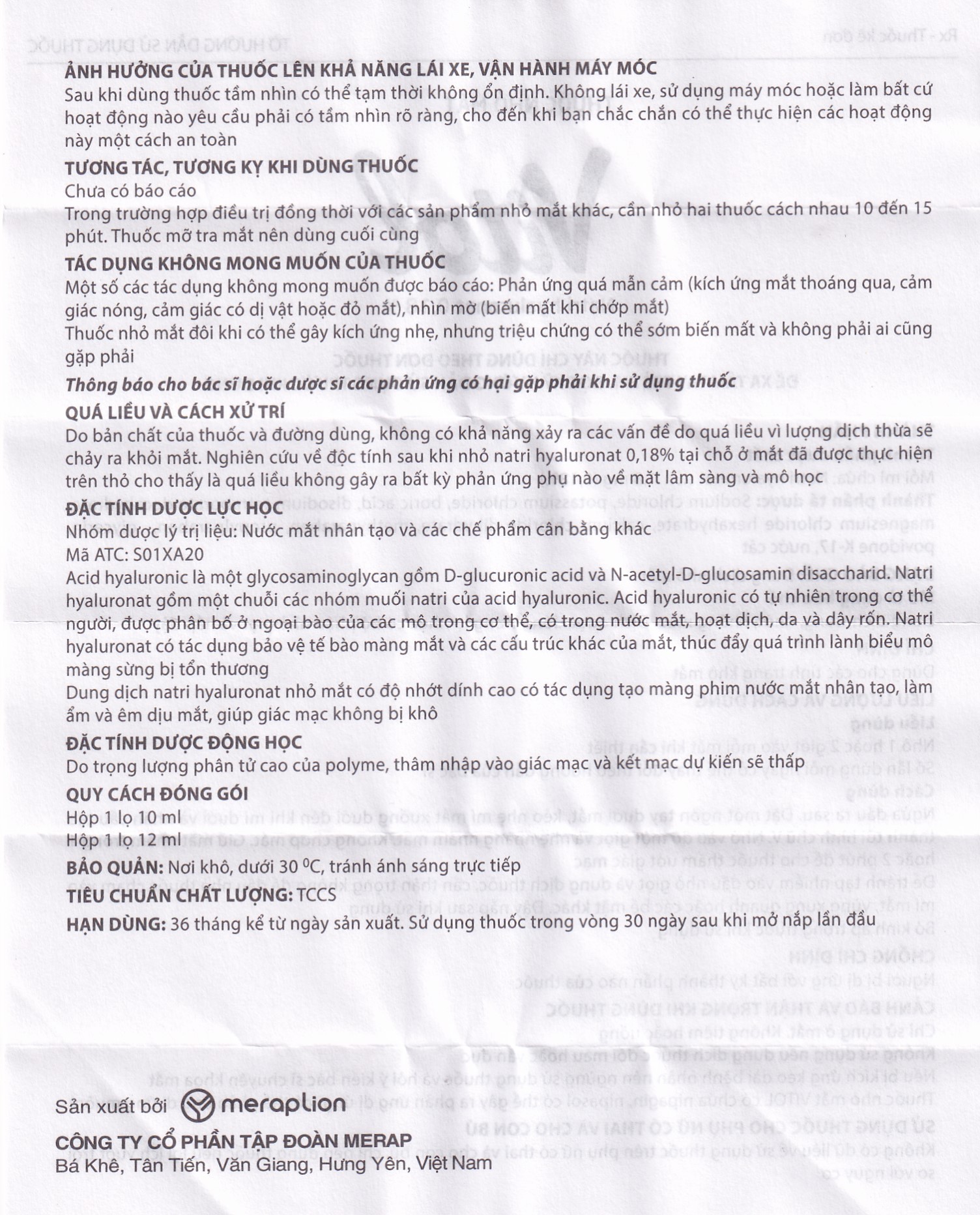 Thuốc nhỏ mắt Vitol 12ml Merap dùng cho các tình trạng khô mắt