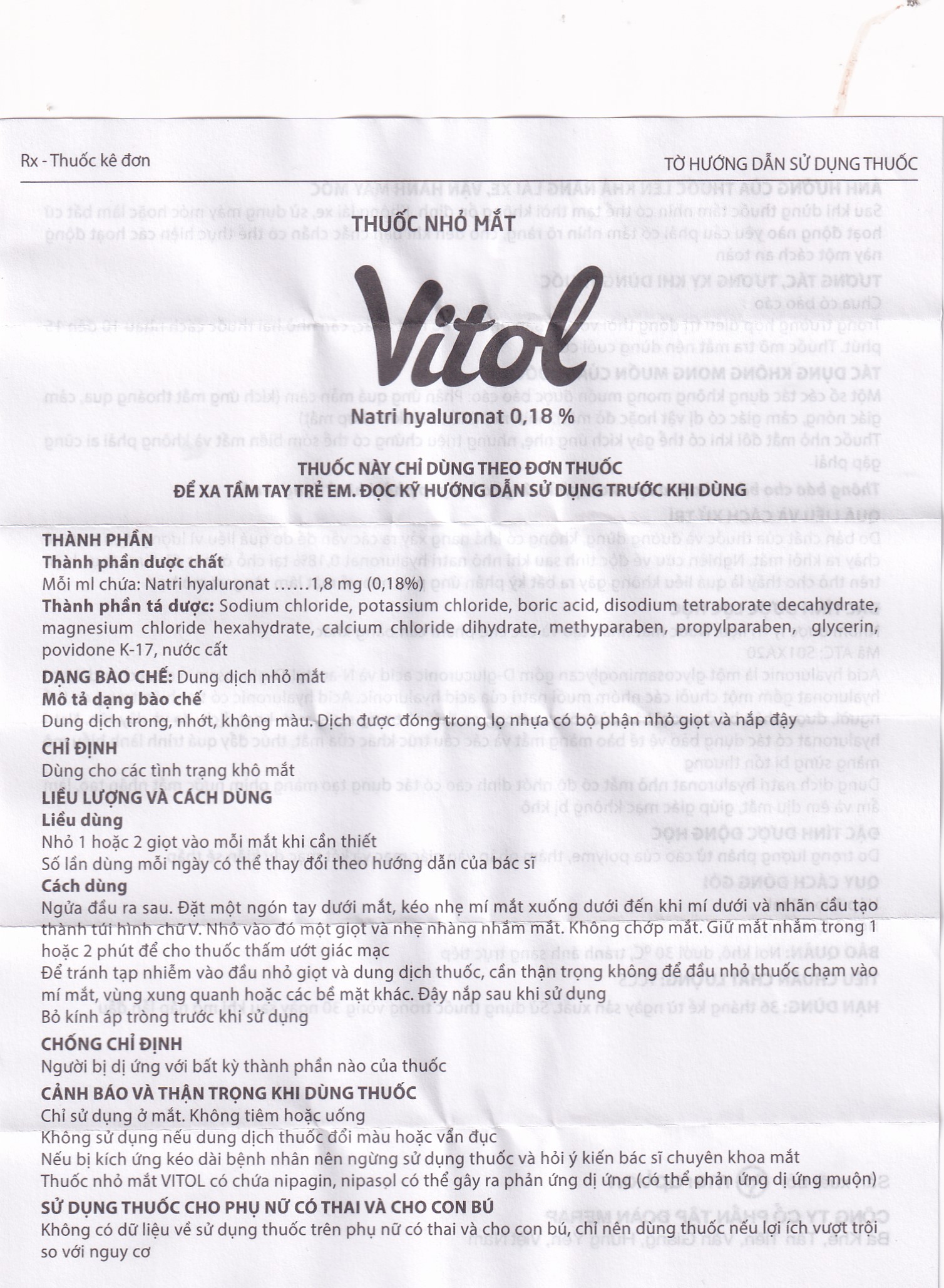 Thuốc nhỏ mắt Vitol 12ml Merap dùng cho các tình trạng khô mắt