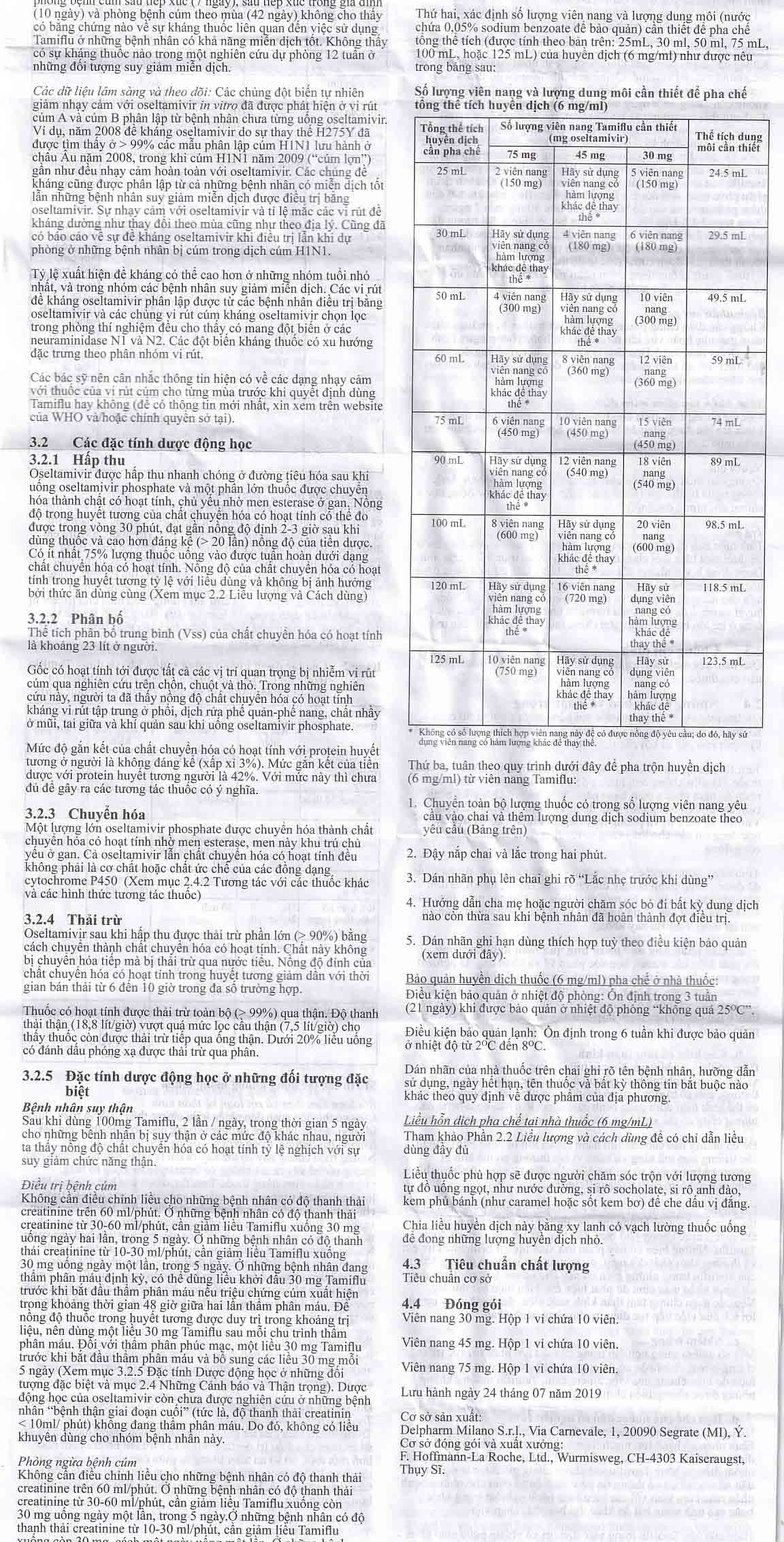 Thuốc Tamiflu Roche điều trị bệnh cúm (1 vỉ x 10 viên)