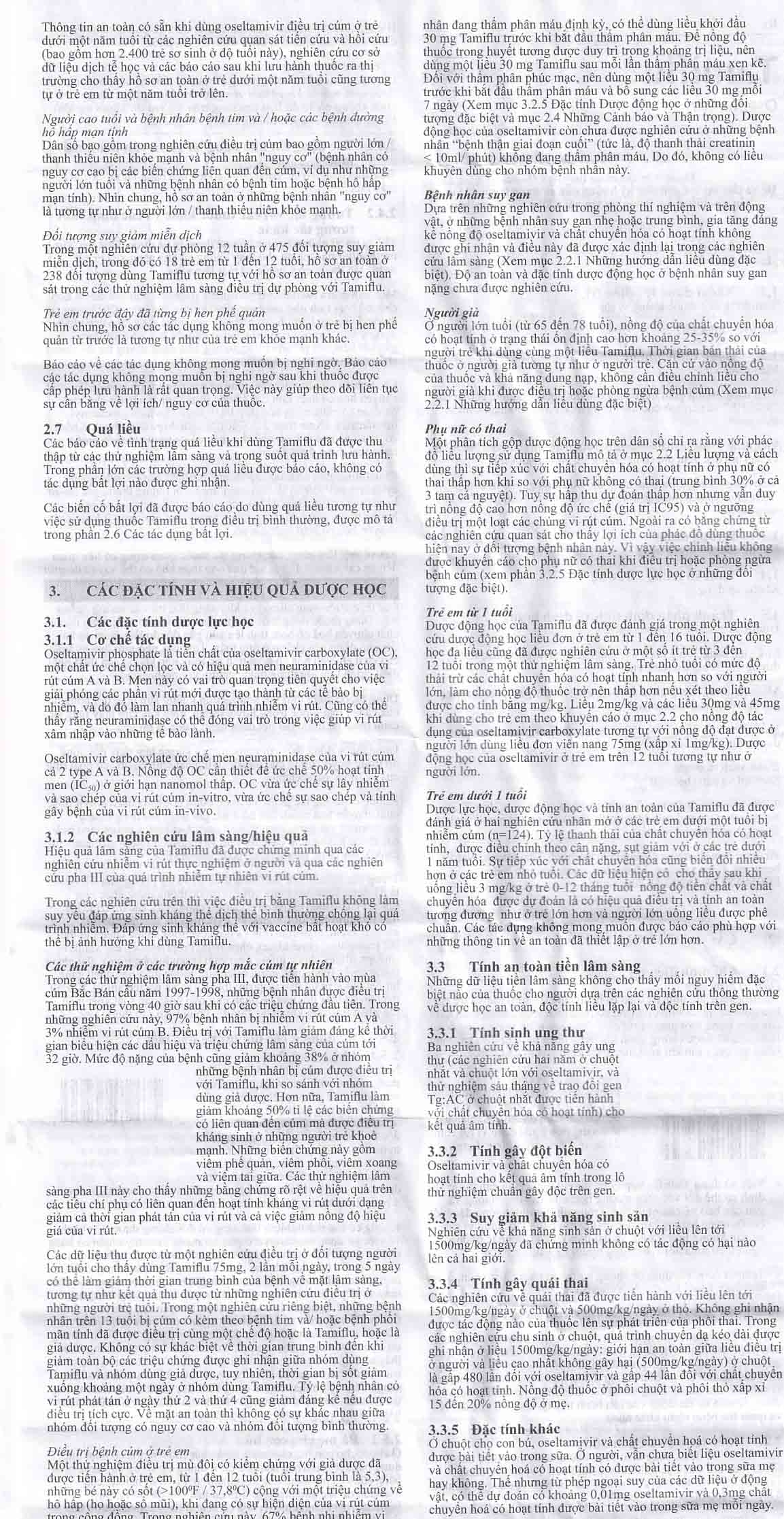 Thuốc Tamiflu Roche điều trị bệnh cúm (1 vỉ x 10 viên)