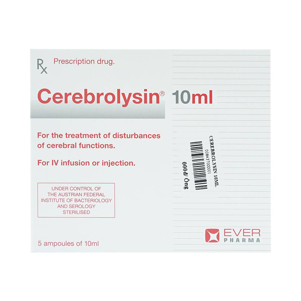 Thuốc tiêm Cerebrolysin 10ml điều trị rối loạn trí nhớ, sa sút trí tuệ (1 vỉ x 5 ống x 10ml)
