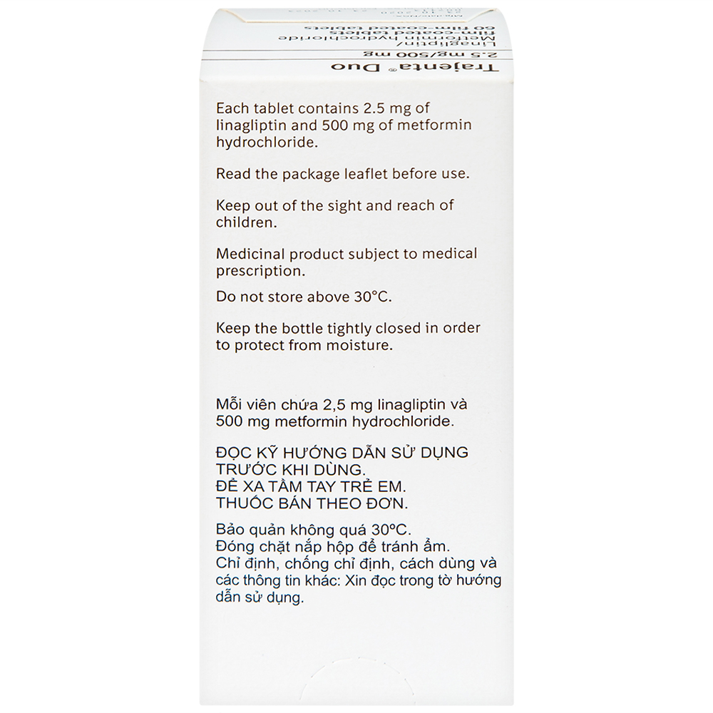 Thuốc Trajenta Duo 2.5mg/500mg Boehringer điều trị đái tháo đường típ 2 (60 viên)