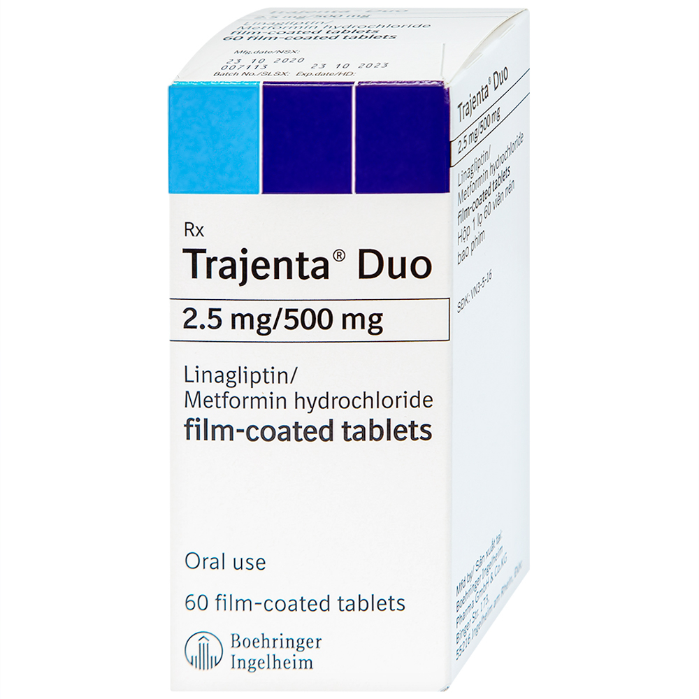 Thuốc Trajenta Duo 2.5mg/500mg Boehringer điều trị đái tháo đường típ 2 (60 viên)