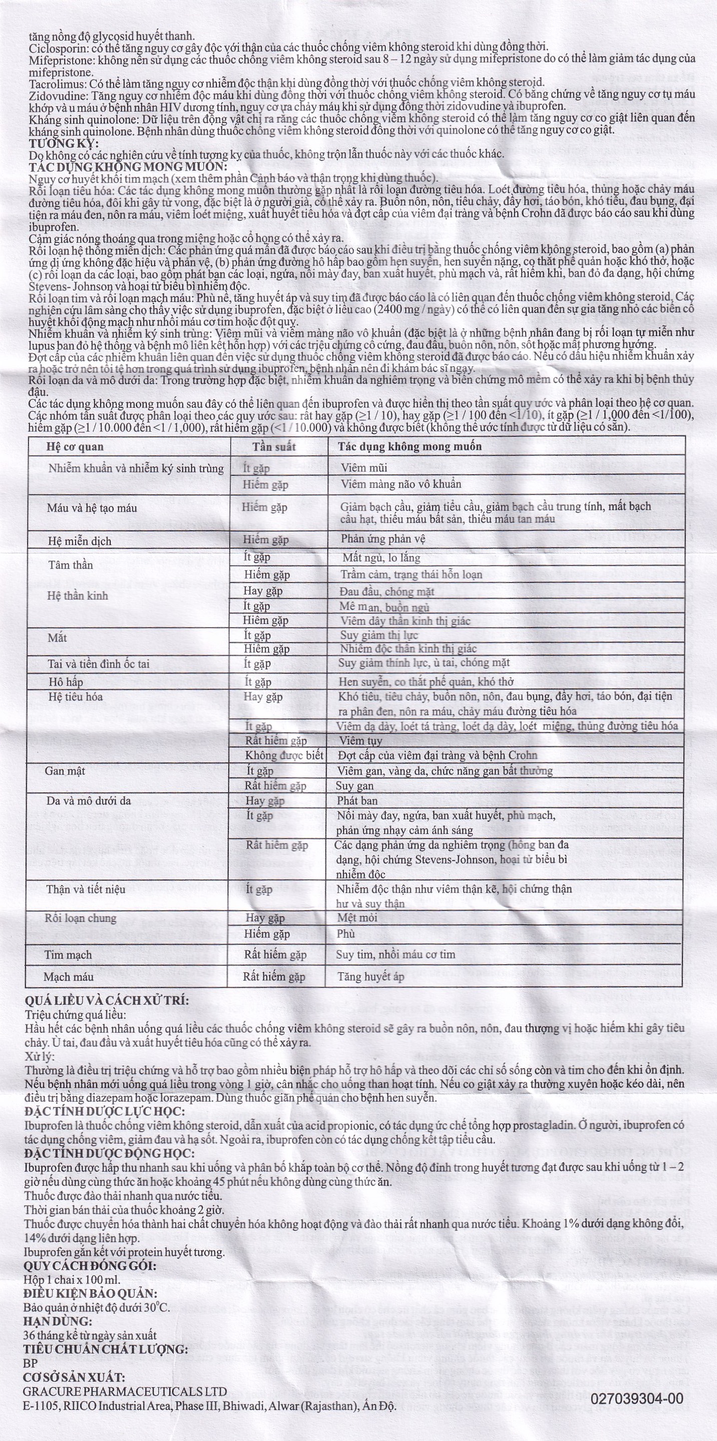 Dung dịch uống Unafen 100mg/5ml Gracure giảm đau, kháng viêm, hạ sốt (100ml)