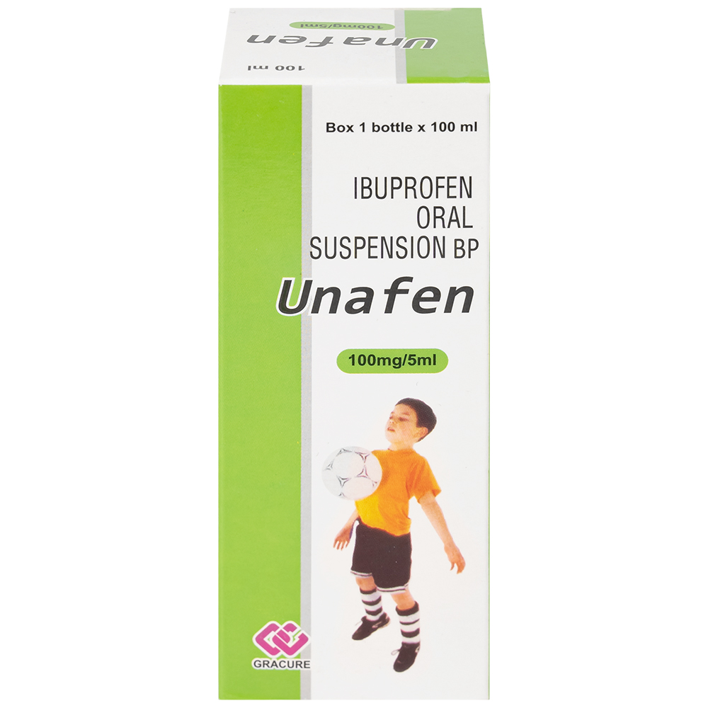 Dung dịch uống Unafen 100mg/5ml Gracure giảm đau, kháng viêm, hạ sốt (100ml)