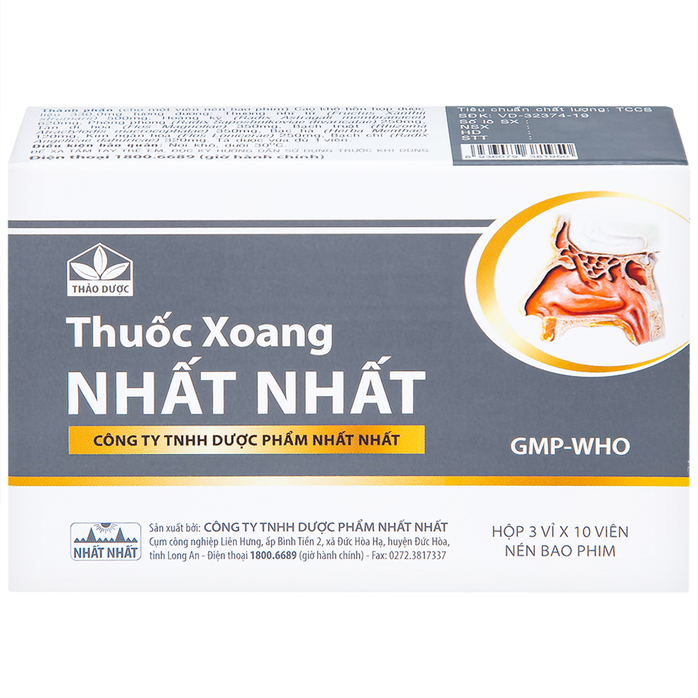 Thuốc Xoang Nhất Nhất điều trị nghẹt mũi, viêm mũi dị ứng, viêm xoang cấp (3 vỉ x 10 viên)
