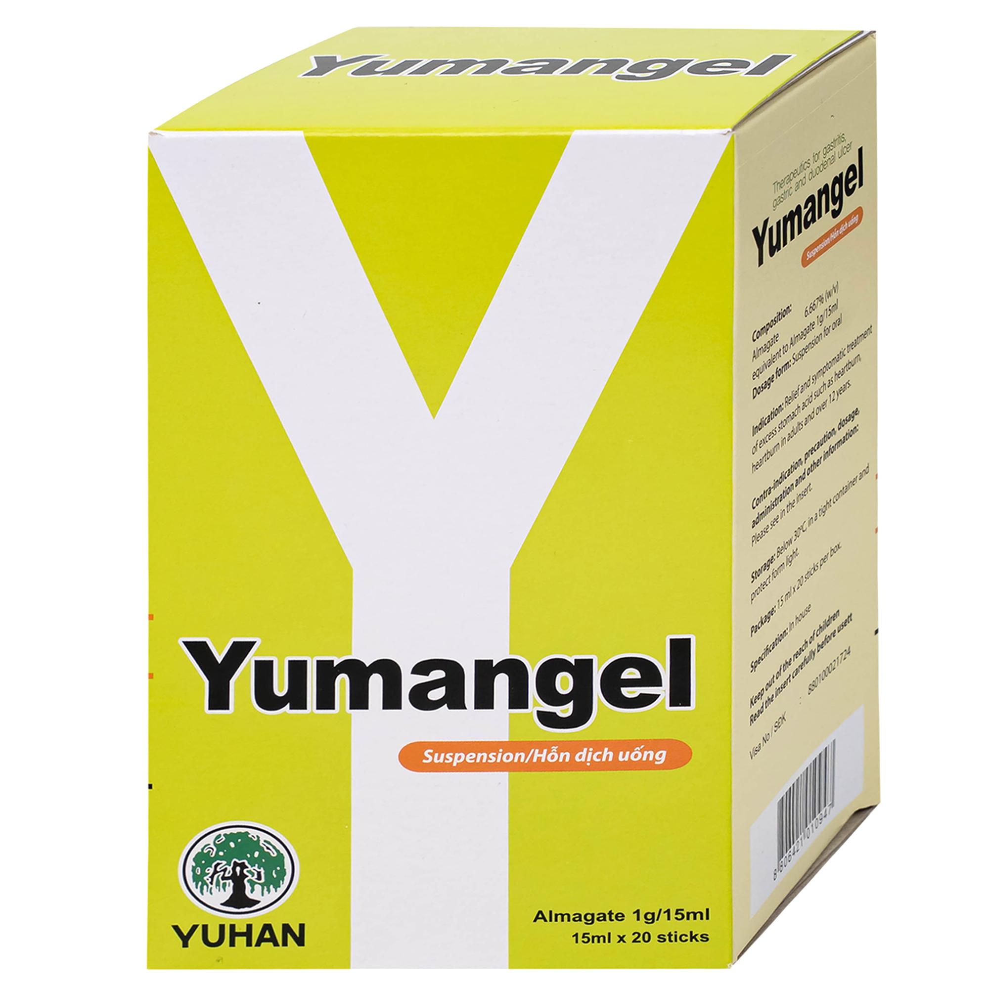 Hỗn dịch uống Yumangel Yuhan kháng acid và cải thiện loét dạ dày - tá tràng (20 gói x 15ml) 