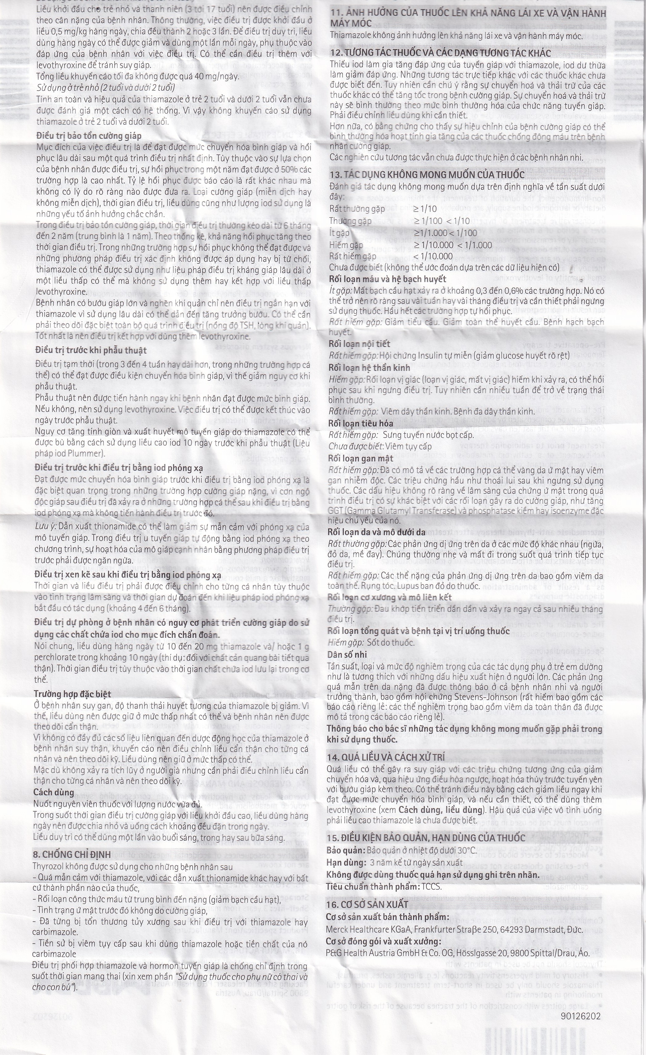 Thuốc Thyrozol 5mg Merck điều trị cường giáp (10 vỉ x 10 viên)