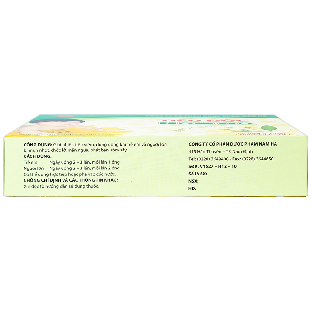 Dung dịch Tiêu Độc Nam Hà giải nhiệt độc, tiêu viêm (20 ống x 10ml)