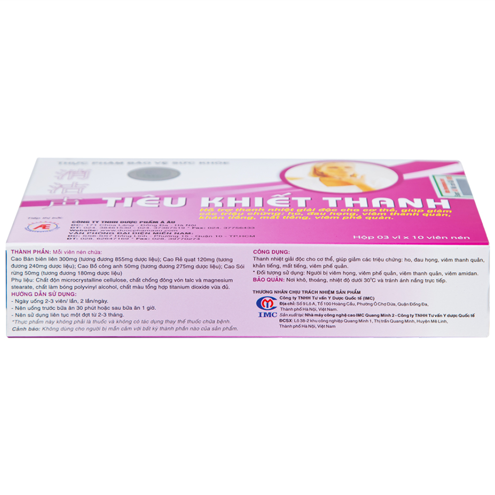 Viên uống Giảm ho Tiêu Khiết Thanh Á Âu (3 vỉ x 10 viên)