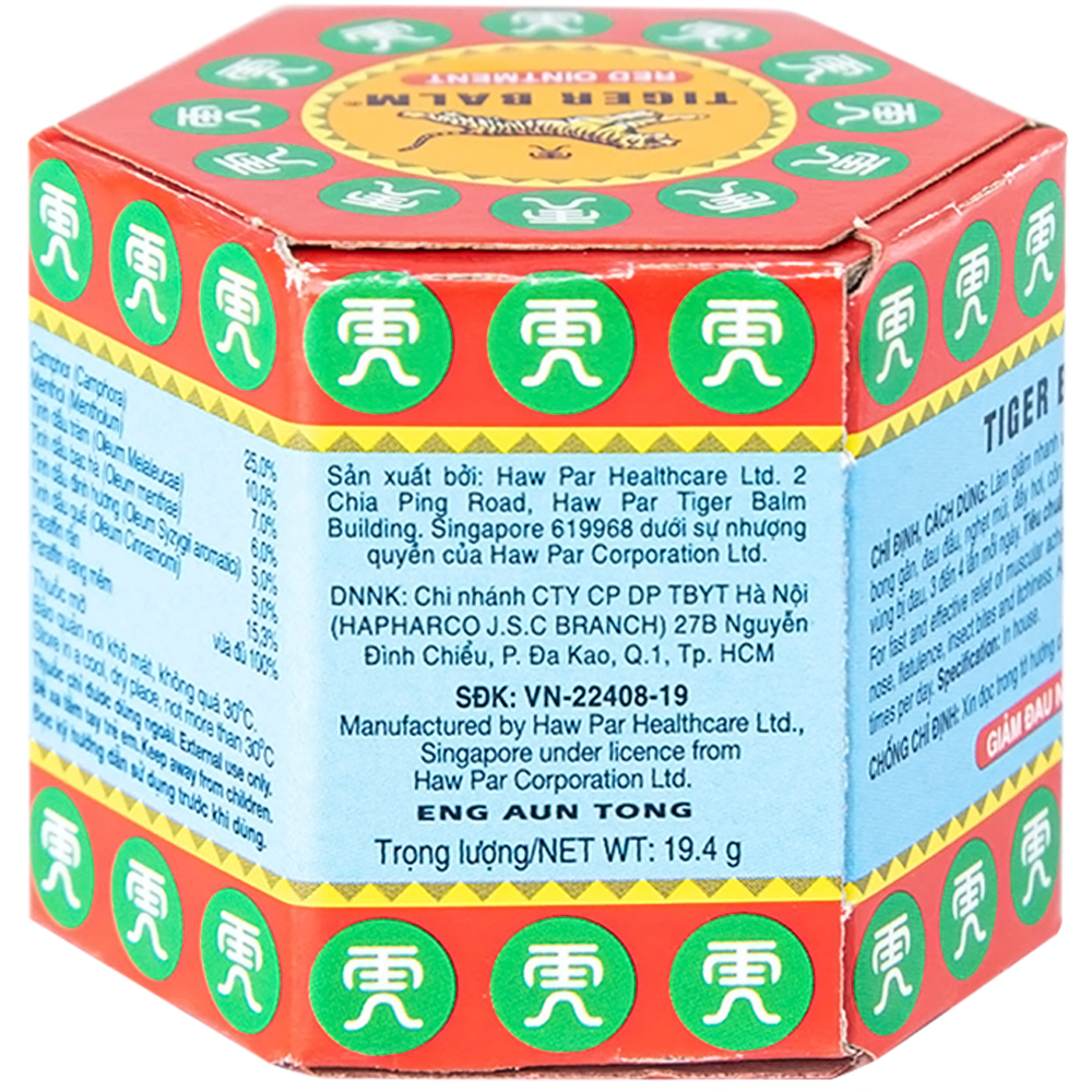 Thuốc mỡ Tiger Balm Red Ointment Haw Par giảm đau và nhức cơ, bong gân (19,4g)