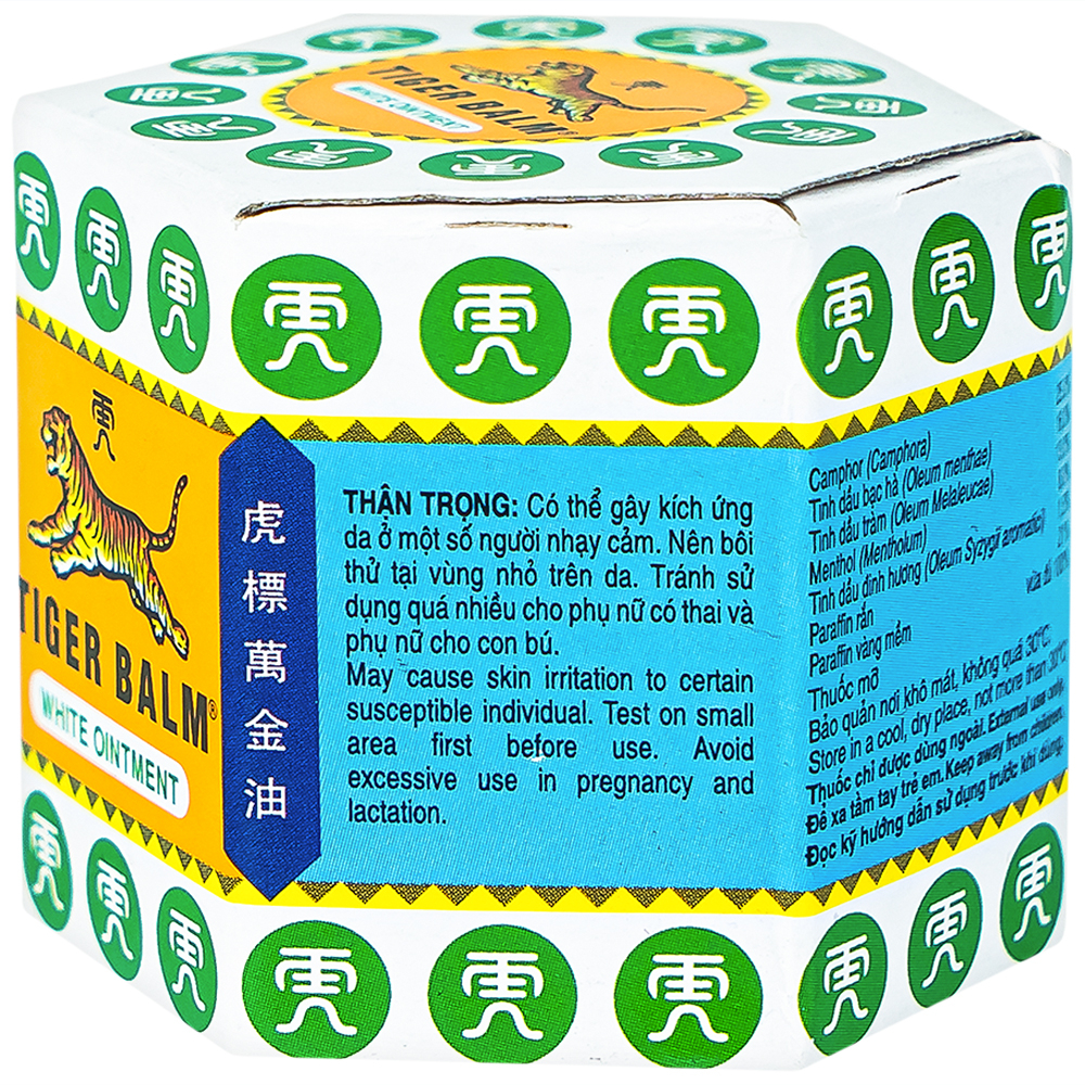 Thuốc mỡ Tiger Balm White Ointment Haw Par giảm đau đầu và ngạt mũi (19,4g)
