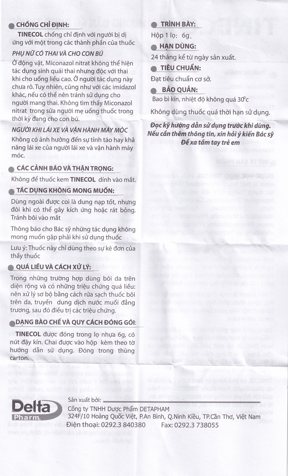 Kem bôi ngoài da Tinecol Deltapharm điều trị lác, lang ben (6g)