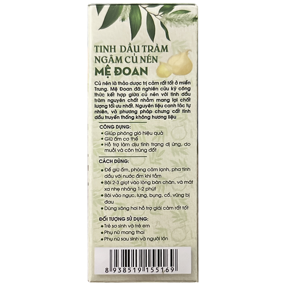 Tinh dầu tràm ngâm củ nén Mệ Đoan giúp xoa bóp, giảm đau (50ml)