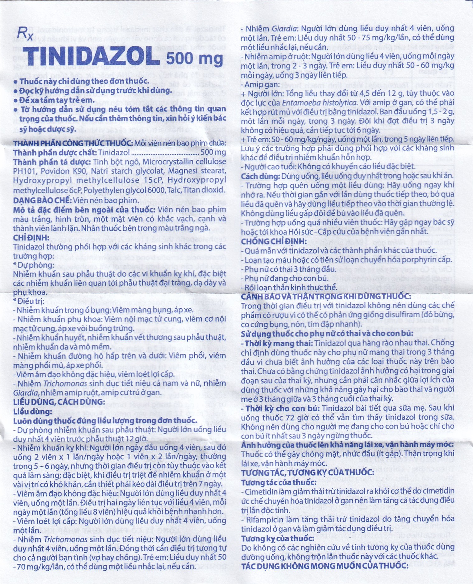 Thuốc Tinidazol 500mg Domesco dự phòng nhiễm khuẩn sau phẫu thuật (1 vỉ x 4 viên)