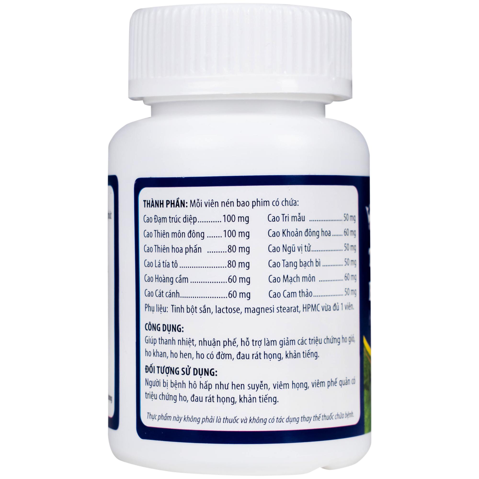 Viên uống giúp thanh nhiệt, nhuận phế, giảm ho Toàn Lộc Bổ Phế Kingphar (60 viên)