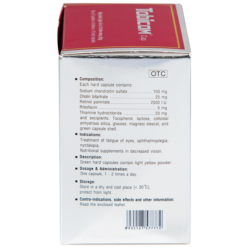 Thuốc Tobicom ICA hỗ trợ điều trị mỏi mắt, đau nhức mắt (3 gói x 6 vỉ x 10 viên)