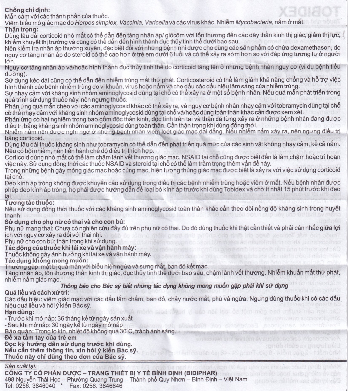 Thuốc nhỏ mắt Tobidex Bidiphar điều trị viêm mắt (5ml)