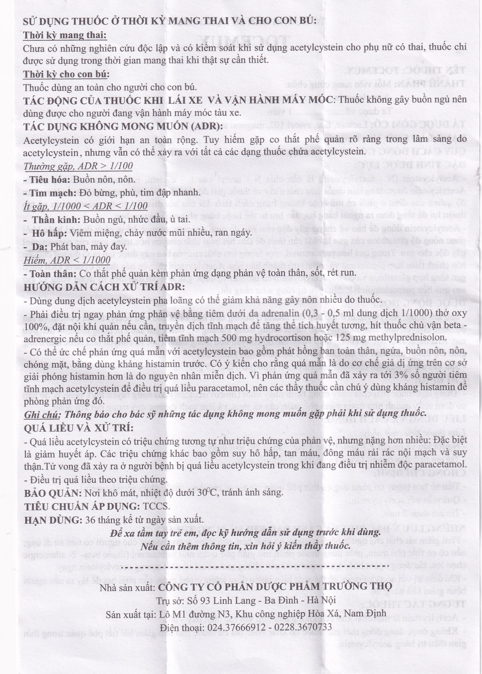 Thuốc Tocemux điều trị tiêu chất nhầy, bệnh lý hô hấp có đờm (10 vỉ x 10 viên)