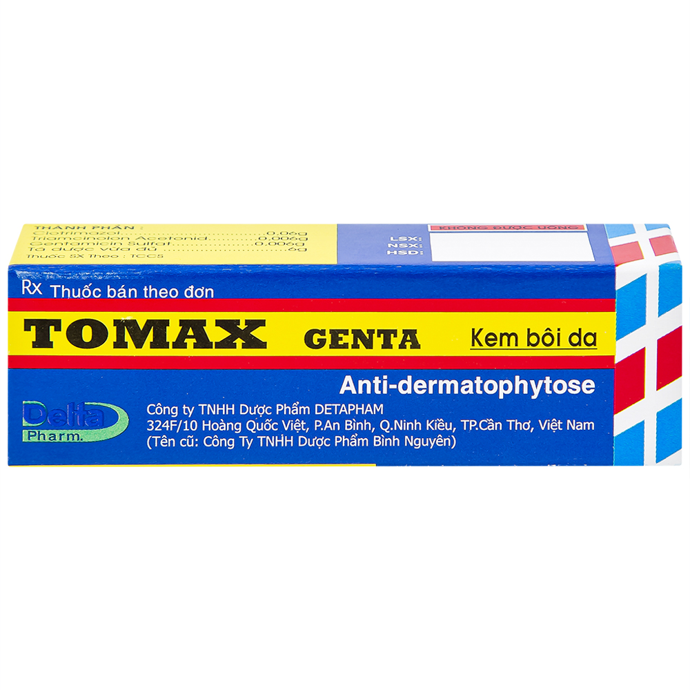 Kem bôi da Tomax Genta Detapharm điều trị bệnh da dị ứng (6g)