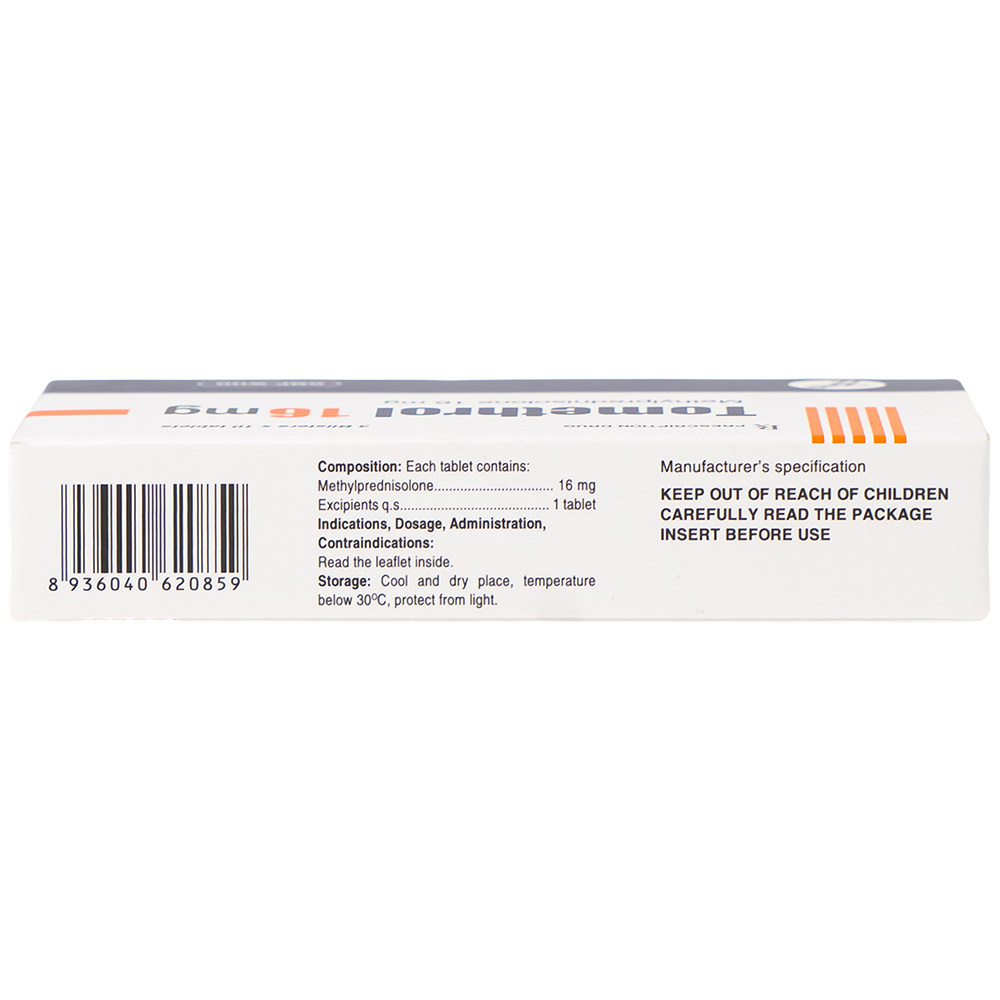 Thuốc Tomethrol 16mg chống viêm, ức chế miễn dịch và chống tế bào tăng sinh ( 3 vỉ x 10 viên)