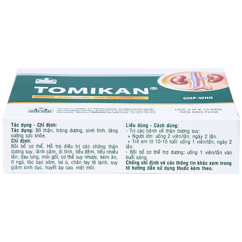 Thuốc Tomikan Nhất Nhất bổ thận, tráng dương, sinh tinh (2 vỉ x 10 viên)